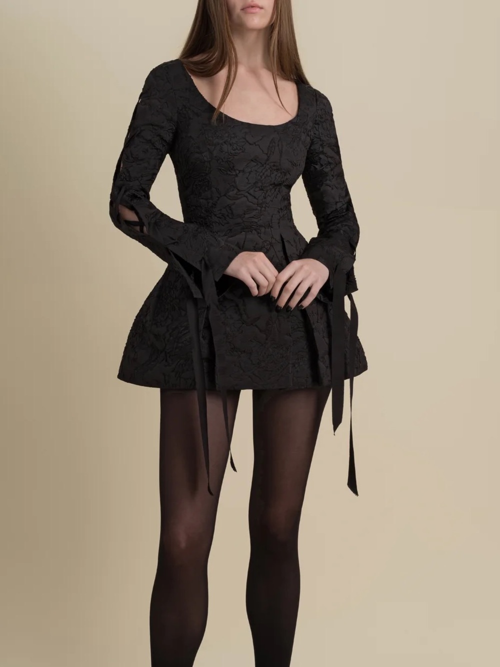Contessa Mills Julia Black Long Sleeve Mini Dress